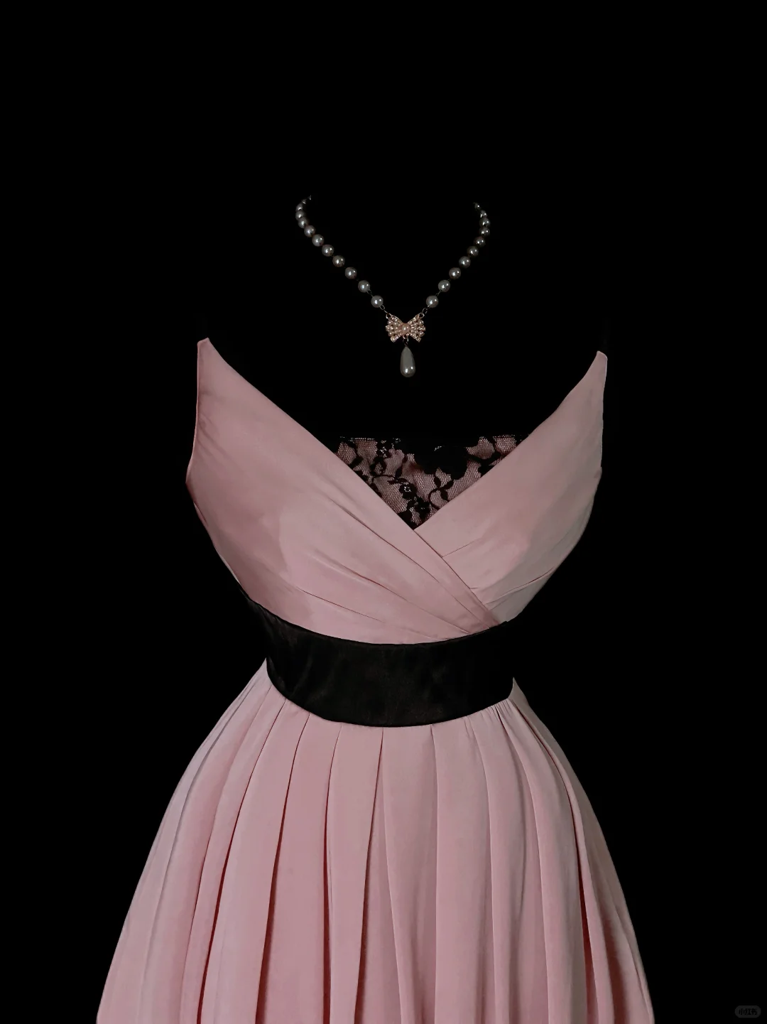 Pretty Pink Satin Pleated Lace Long Party Dress Long Wedding Guest Dress SP4041