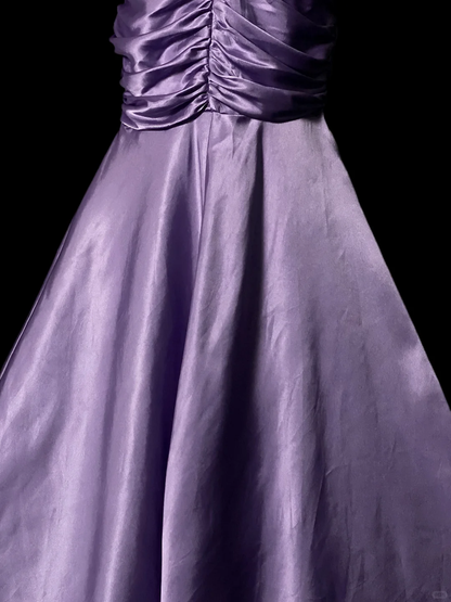 Elegant Purple Satin Pleated Mermaid Long Party Dress One Shoulder Long Birthday Prom Dresses SP4080