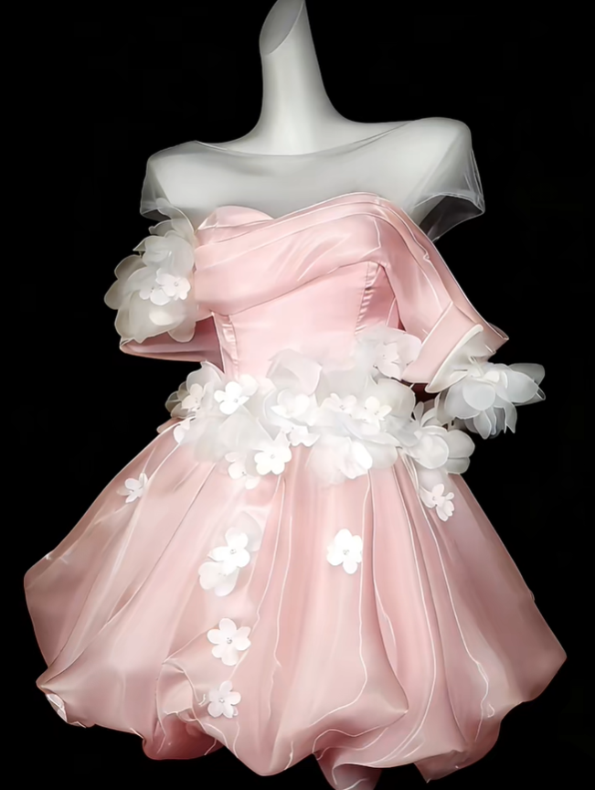Classy White Satin Tulle Appliques A Line Short Homecoming Dress Birthday Outfits SP3546