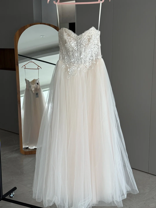 Classy Strapless Tulle Appliques Long wedding Guest Dress Formal Prom Dress Evening Dress SP2255
