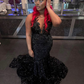 Black Sequins Mermaid Evening Dress,Black Evening Gown Y6123