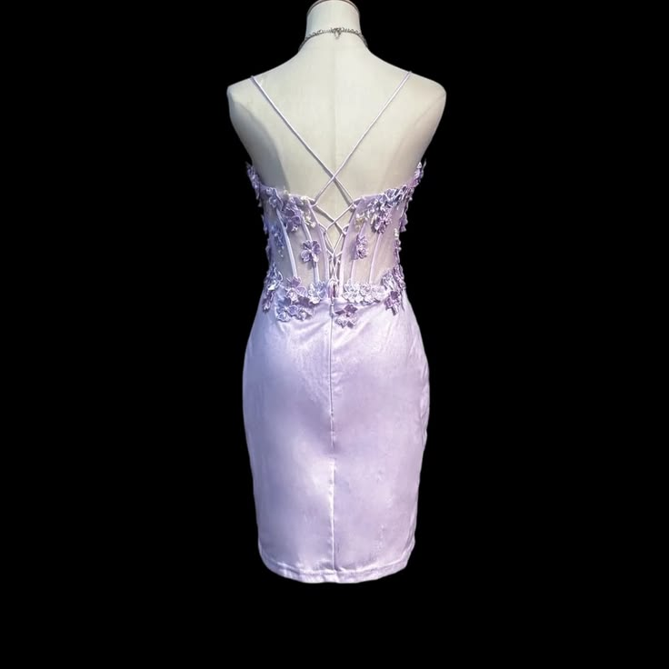 Classy Spaghetti Straps Purple Satin Appliques Sheath Short Homecoming Dress Birthday Outfits SP3633