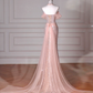Classy Pink Halter Sequin Beaded Tulle Mermaid Evening Dress Long Prom Dress Y8620