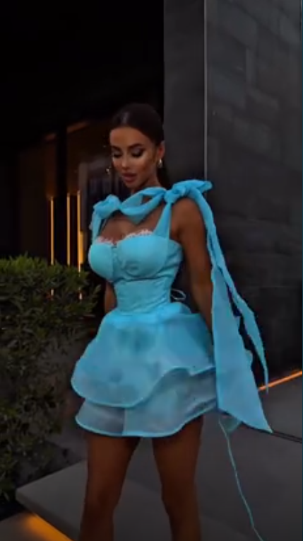 Elegant Spaghetti Straps Blue Tulle A Line Mini Homecoming Dress Short Prom Dress SP3066