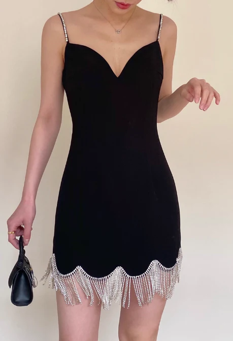 Sexy Spaghetti Straps V Neck Black Short Cocktail Dress Formal Birthday Outfits Homecoming Dress Y9576