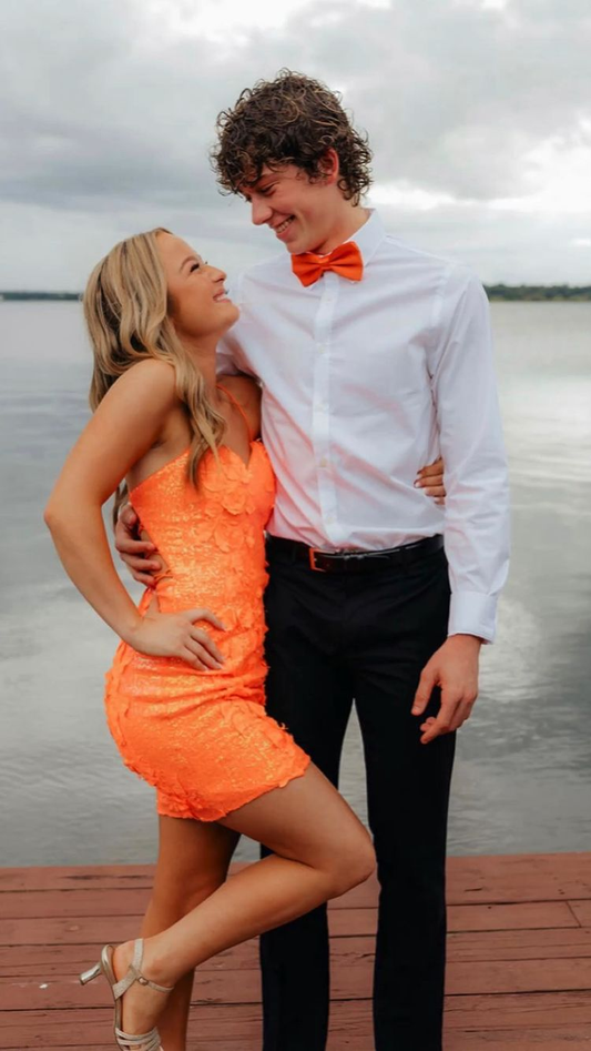 Orange Sequins Bodycon Dress,Orange Homecoming Dress,Party Dress Y2260