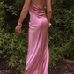 Sexy Mermaid Cowl Neck Spaghetti Straps White Silk Prom Dresses S15708