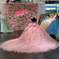 Charming Ball Gown Pink Off Shoulder Sleeveless Pleated 3D Flowers Applique Bow Knot Quinceanera Dress Formal Sweet 16 Dress SP573