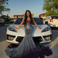 Long Sparkly Prom Dresses Gorgeous Sweetheart Sexy Mermaid Silver and Purple Sequin Black Girls Prom Party Gowns  Y4250