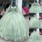 Sage Green Ball Gown with Appliques,Sweet 16 Dress,Quinceanera Dress Y2319