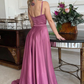 A Line Spaghetti Straps Sweetheart Ruched Long Prom Dress,Bridesmaid Dress Y5944