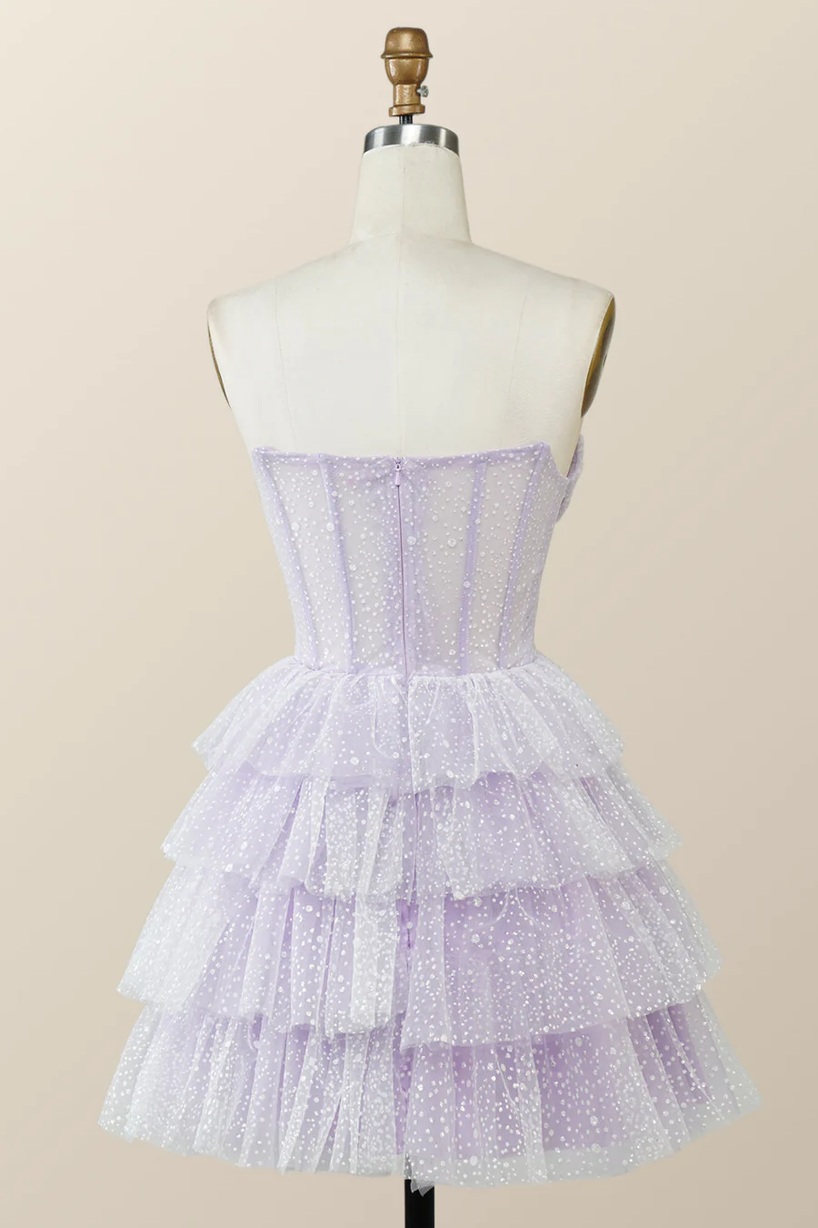 Lavender Strapless Cowl Neck Short A-line Homecoming Dress  Y2780