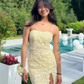 Yellow Lace Appliques Long Prom Dress Mermaid Dresses for Prom Y2112