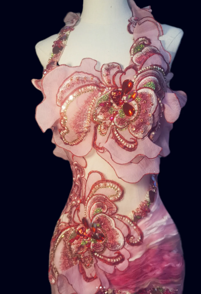 Glamorous Halter Pink Sequin Beaded Mermaid Party Dress Long Prom Gowns SP515