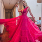 A-Line Long V-Neck Prom Dress Formal Evening Gowns Y6149
