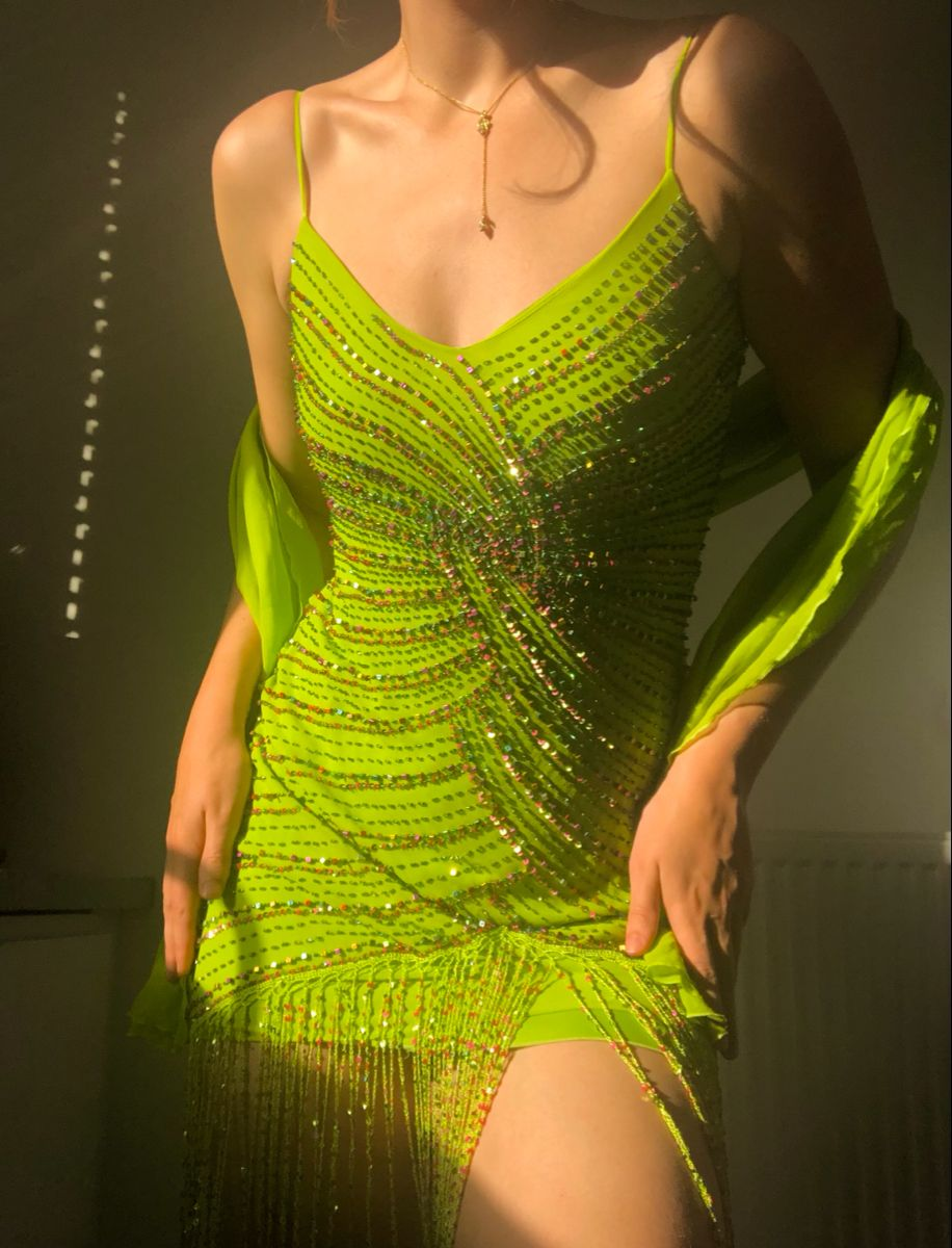 Gorgeous Spaghetti Strap Bright Green Chiffon Beaded Sheath Short Graduation Homecoming Dress Formal Birthday Outfits Y9961