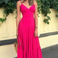 Fashion Hot Pink A-line Spaghetti Straps Prom Dress Y5927