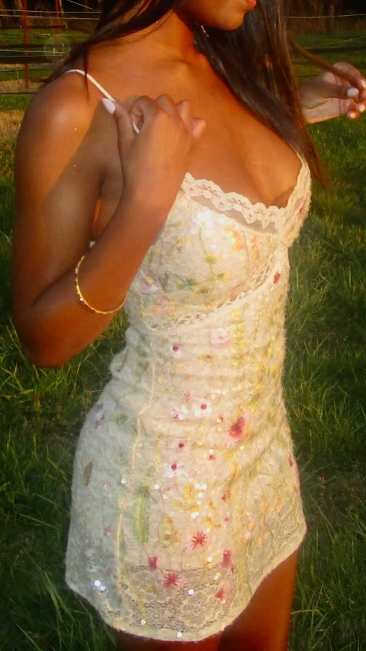 Gorgeous Spaghetti Straps Lace Sequin Sheath Cocktail Dress,Pastel Yellow V Neck Short Homecoming Dress SP2880