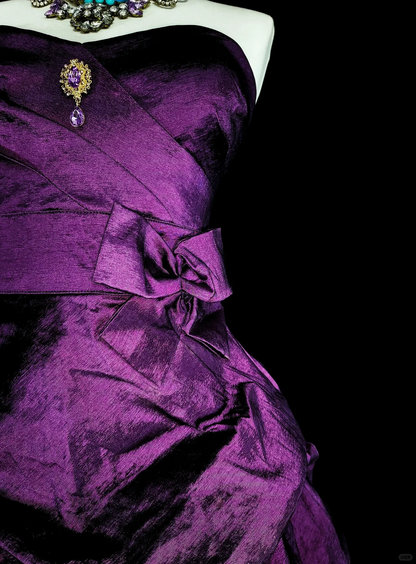 Elegant Purple Satin Pleated A Line Short Graduation Homecoming Dress,Sweetheart Neck Mini Birthday Dress SP3399