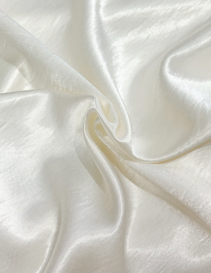 Charming Ivory White Satin Pleated Mermaid Long Bridesmaid Dress SP427