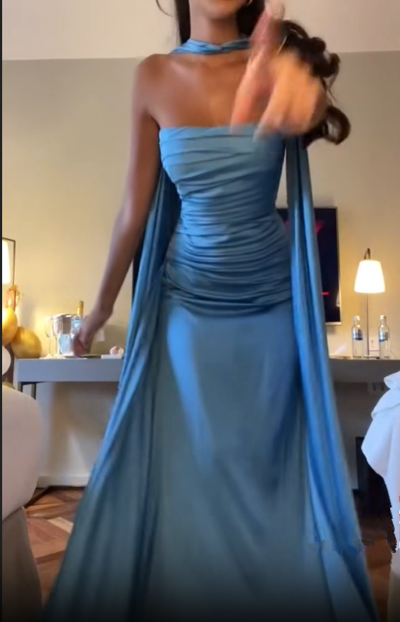 Elegant Blue Prom Dress,Chic Blue Evening Dress  Y7442