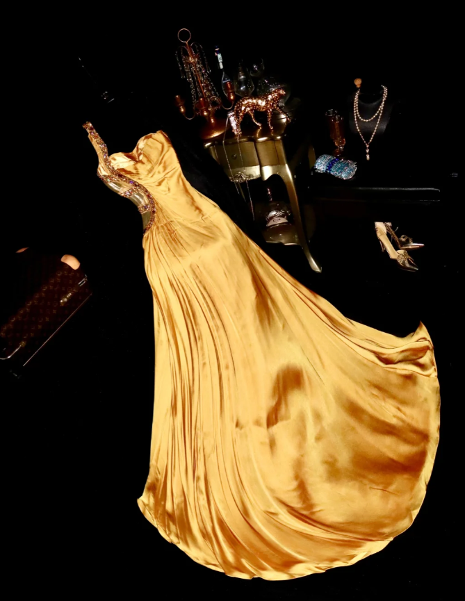 Vintage One Shoulder Orange Satin Beaded Mermaid Prom Dress Long Party Dress SP676