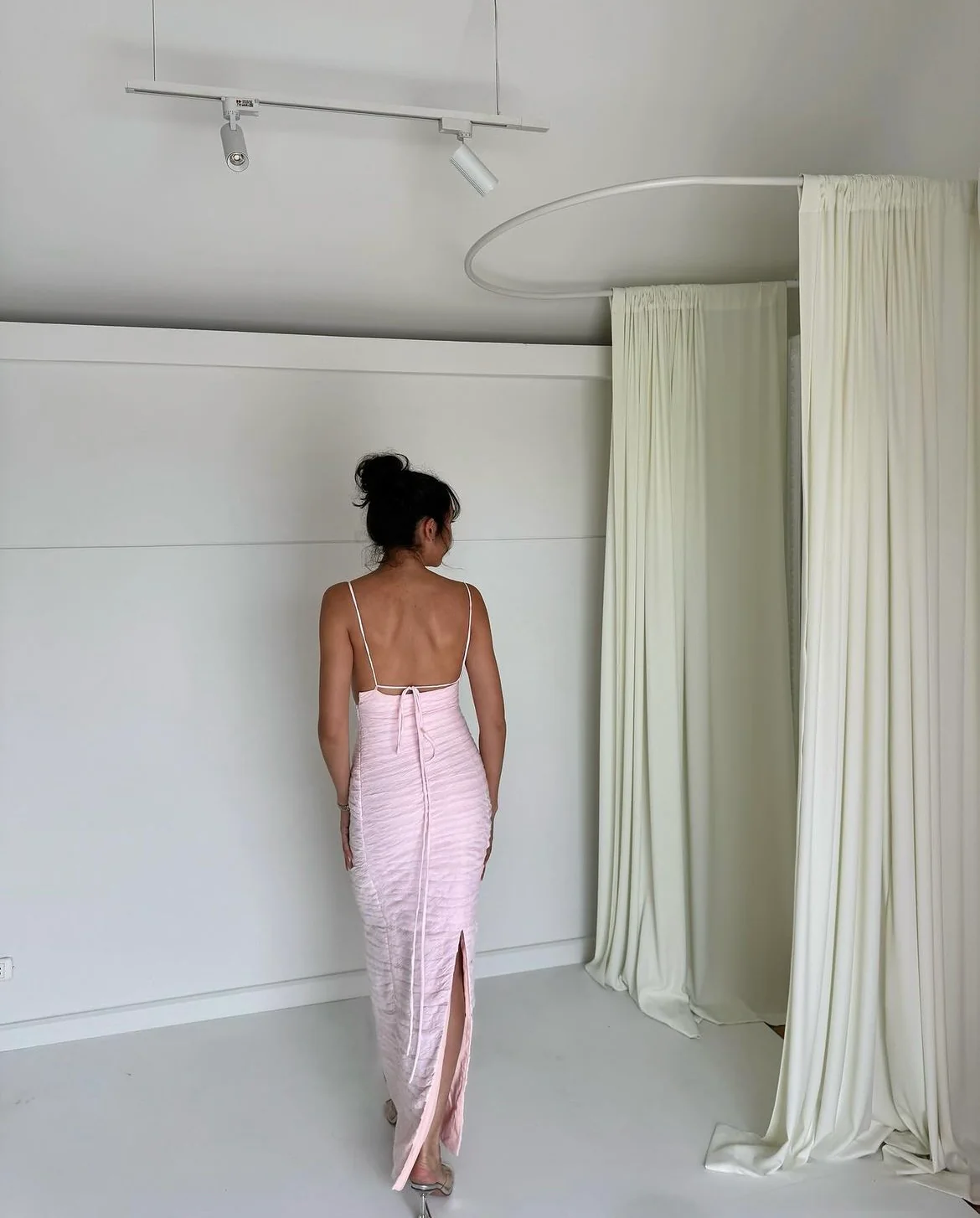 Charming Pink Sheath/Column Prom Dress,Pink Formal Gown with Pleats Y2091