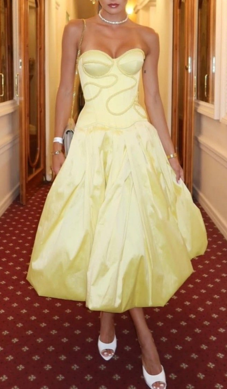 Charming Sweetheart Neck Yellow Satin Long Wedding Guest Dress Birthday Party Dress SP1226