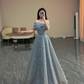 Luxurious Off The Shoulder A-line Evening Dress,18th Birthday Party Gown Y6038