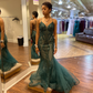 Charming Green Mermaid Evening Dress,Green Evening Gown Y5918
