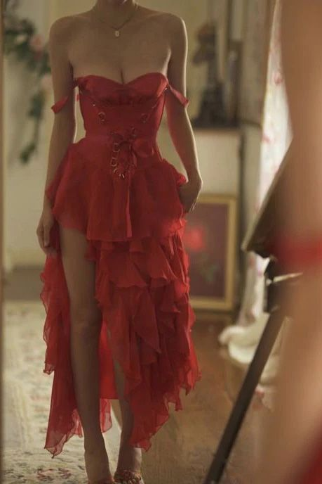 Vintage Off The Shoulder Chiffon Ruffle Layered Long Party Dress Prom Dress SP3381