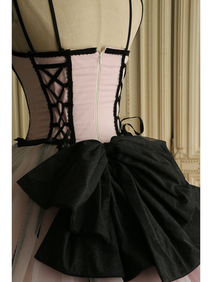 Vintage Pink Spaghetti Straps Tulle A Line Short 18th Birthday Outfits Formal Homecoming Dress Y9326