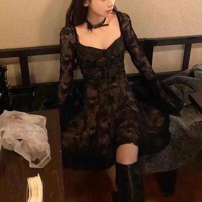 Sexy Black Lace A Line Formal Birthday Outfits Homecoming Dress Y9696