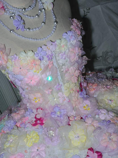Pretty Strapless Tulle Colorful Floral Short Homecoming Dress Birthday Dress SP4222