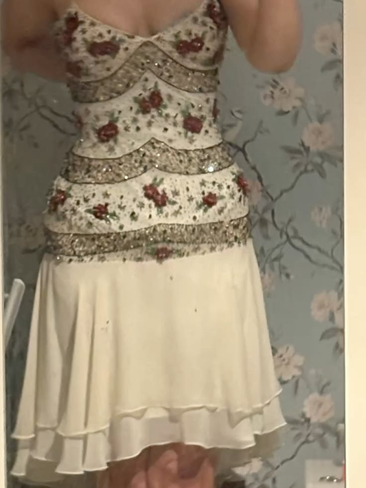 Classy White Spaghetti Straps Chiffon Beaded A Line Short Homecoming Dress Birthday Outfits SP2654