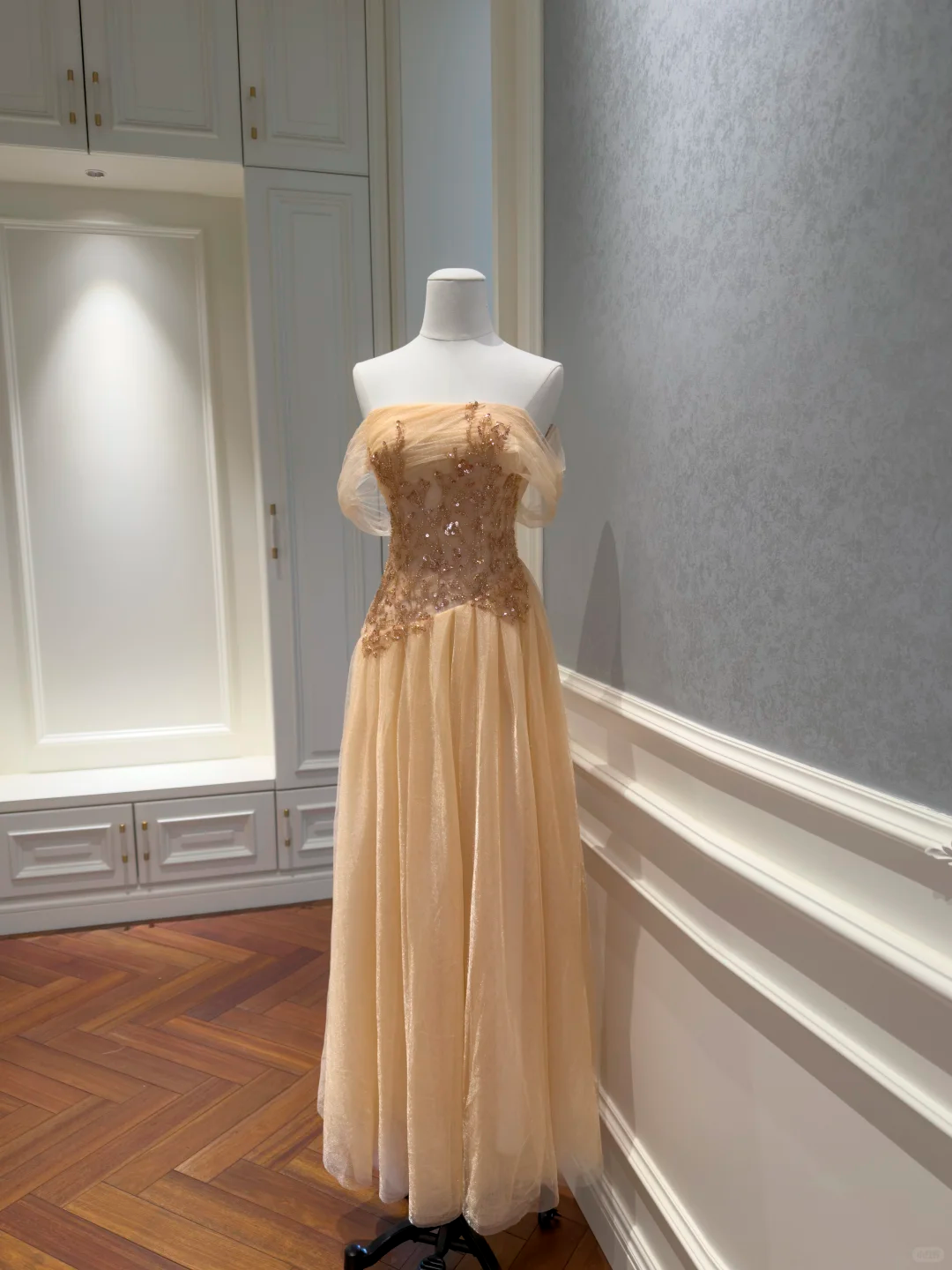 Charming Off The Shoulder Tulle Sequin A Line Long Party Dress Formal Wedding Guest Dress SP2580