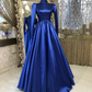 High Neck Prom Dress,Royal Blue Prom Dresses, Satin Prom Dresses Y6966