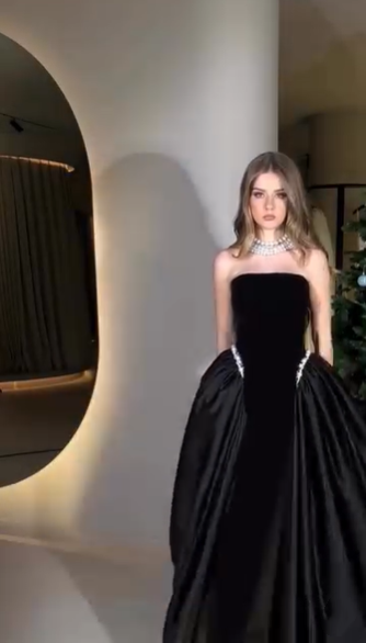 Classy Black Velvet Satin Beaded Mermaid Long Wedding Guest Dress Evening Gown SP1027