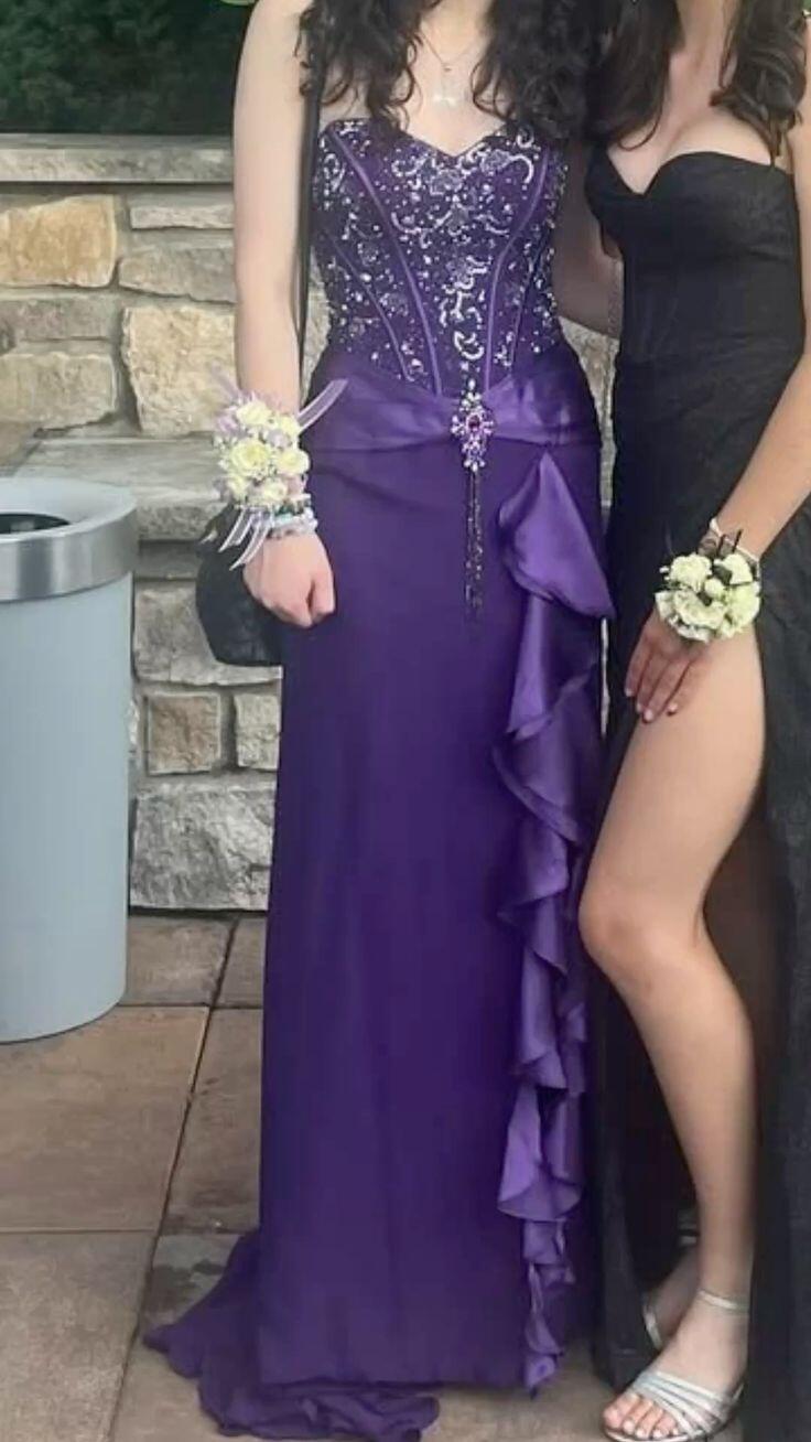 Charming Purple Satin Beaded Mermaid Party Dress Sweetheart Neck Birthday Evening Gown SP4258
