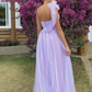 A-Line Long Tulle One Shoulder Prom Dress Y6299