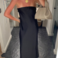 Simple Black Strapless Evening Dress,Black Party Gown Y5081