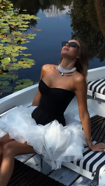 Fashion Strapless Black Satin Tulle A Line Short Homecoming Dress Cocktail Dress SP3635