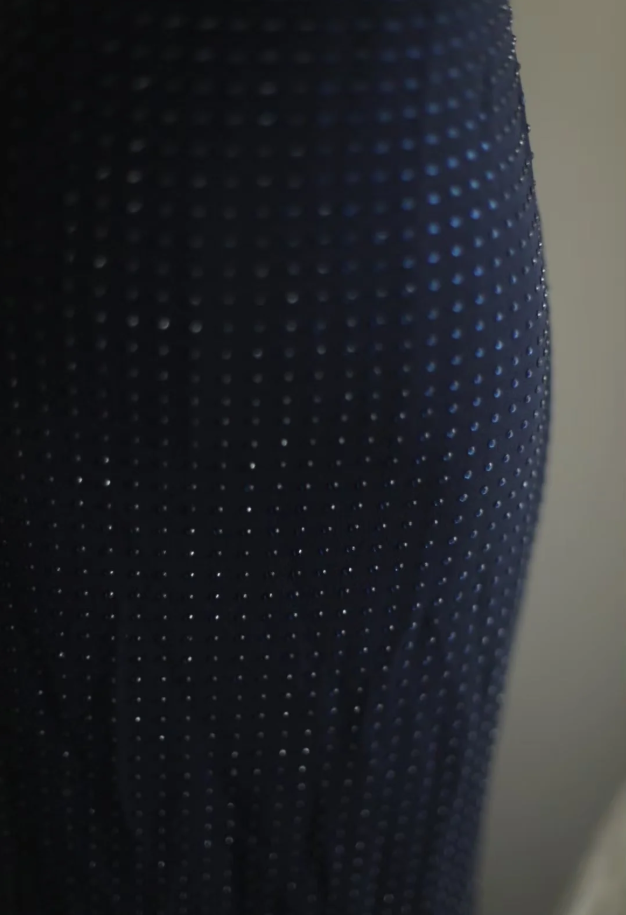 Gorgeous Spaghetti Straps Navy Blue Satin Beaded Mermaid Long Party Dress Formal Wedding Guest Dress SP1258