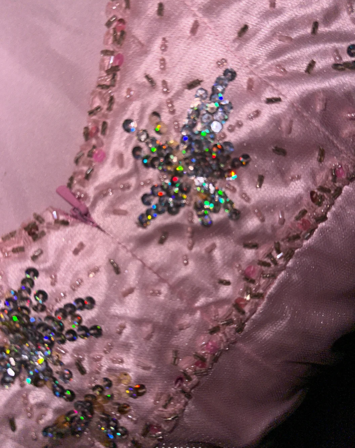 Pretty One Shoulder Pink Satin Tulle Beaded Long Mermaid Party Dress Birthday Outfits SP951