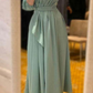Charming A-line V Neck Long Sleeves Prom Dress Y6202