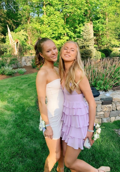 Cute A-line Purple Tiered Homecoming Dress,Purple Party Dress ,Y2536