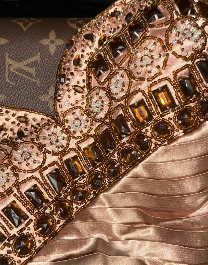 Vintage Sweetheart Neck Satin Sequin Beaded Mermaid Long Prom Dress Evening Gown SP712