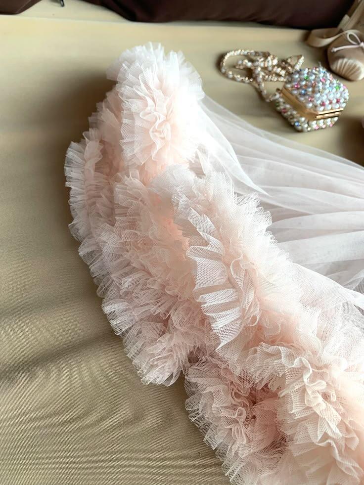 Glamorous Blush Pink Strapless Bow Homecoming Dress Ruffled Trim Fluffy Layered Tulle A-Line Mini Birthday Outfits SP2752