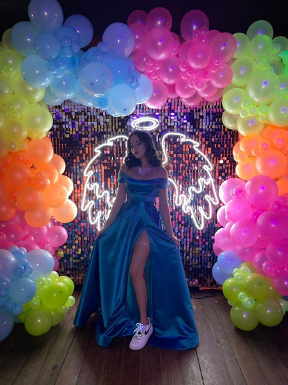 Classic Off The Shoulder Satin Evening Dress Y4206