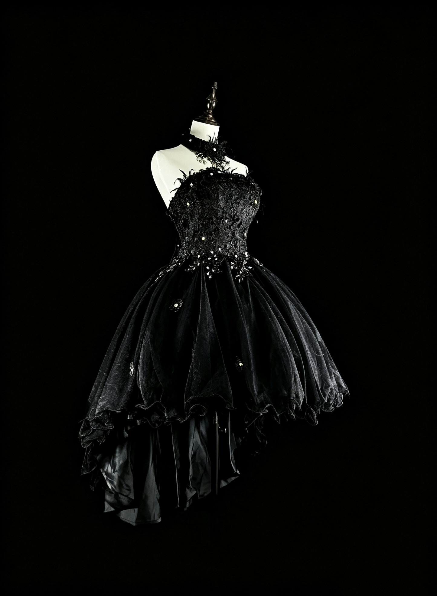 Pretty Black Strapless Tulle Appliques Beaded Short 15th Birthday Outfit,Formal Graduation Homecoming Dress SP3390